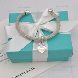 Tiffany & Co. Return to Tiffany Mesh Cuff Bangle Bracelet Sterling Silver W/ Box